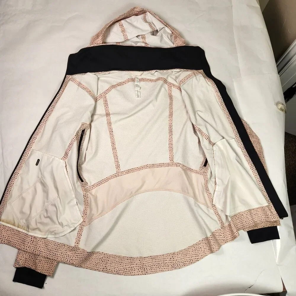 Lululemon Womens Pink Black Speckled Dot Windbreaker Size 8